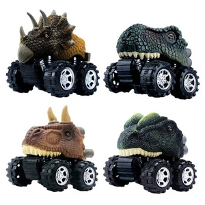 Pull Back Dinosaur Car Toys 4 Pack for 3-Year-Old Boys and Toddlers - Picture 1 of 8