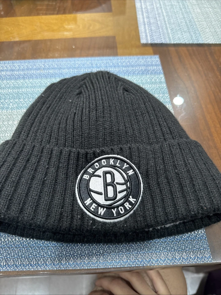 New Era NBA Brooklyn Nets Black Cuffed Knit Beanie Hat One Size NWT - Image 1 of 1