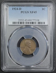 1924 D Lincoln Wheat Copper Cent 1C PCGS XF 45 - Picture 1 of 4