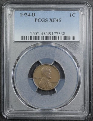 1924 D Lincoln Wheat Copper Cent 1C PCGS XF 45 - Image 1 of 4