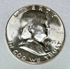1955 Ben Franklin Half Dollar, Brilliant Uncirculated, Looks FBL, Low Mintage! - Picture 1 of 2
