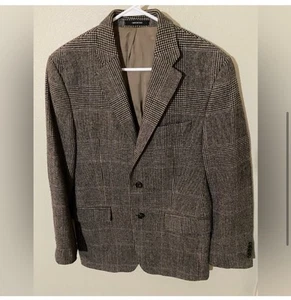 Lauren Ralph Lauren Blazer Mens 38R Suit Jacket Houndstooth Tan Coat Wool - Picture 1 of 4
