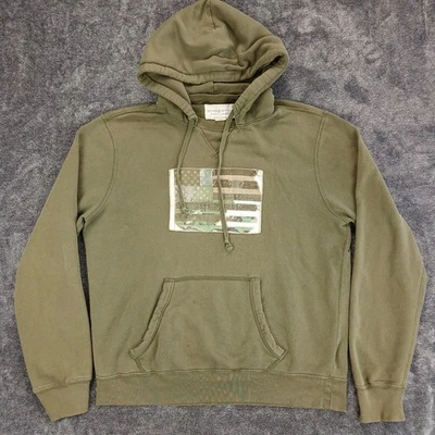 Vtg Ralph Lauren Denim Supply Hoodie Mens L Green Flag Patch Grunge Distressed - Image 1 of 4