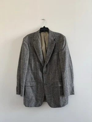 VTG Lord & Taylor Blazer Sport Coat Camel Hair Plaid Mens 40L Professor Grandpa - Image 1 of 4