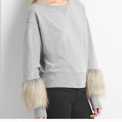 Gap Sudadera Cuello Ancho Gris Jaspeado con Puños Manga Piel Sintética Mujer Talla L  Foto 1 de 4