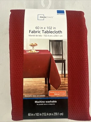 Mainstays Brand Tablecloth Rectangular 60 x 102 Red Color New Free Shipping - Image 1 of 4
