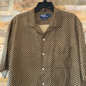 Polo Ralph Lauren Bonnard Silk Linen Button Down Short Sleeve Shirt Mens L 90’s - Picture 1 of 5