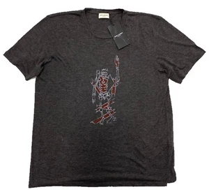 Saint Laurent Skeleton Gray T-Shirt Size XL Made in Italy - Picture 1 of 4