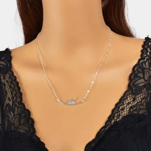 Delicate Jewellery Silver Minimalist Cat Pendant Necklace Dainty Gifts for Women - Picture 1 of 4