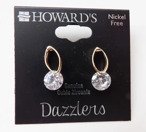 Howards's Dazzlers Genuine Cubic Zirconia Earrings Great Sparkle Nickel Free NEW - Picture 1 of 5