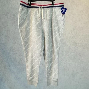 Champion Womens Joggers Gray Graphic Logo Fleece Sweatpants Plus Size 2XL NEW! - Picture 1 of 16
