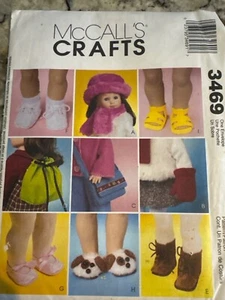 McCall's 3469 Shoes, Purse, Backpack, Slippers, Boots for 18" Doll UNCUT Pattern - Picture 1 of 2