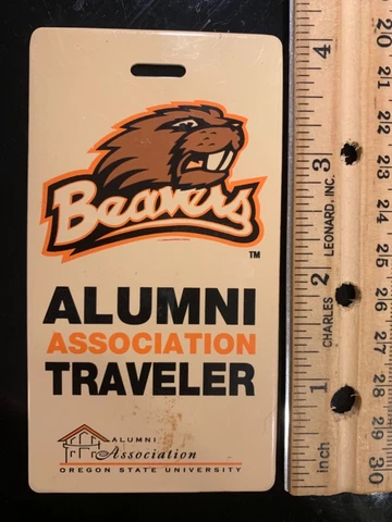 Vtg Oregon State Beavers Alumni Hard Plastic Airline Bus Luggage Bag Tag NOS! Cover
