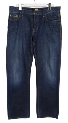Hugo Boss Bo1 Vaqueros Hombres W38 L33 Corte Recto Azul Descolorido Botón Fly - Imagen 1 de 4