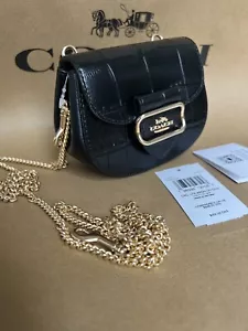 NWT Coach Morgan Leather Card Holing Chain Crossbody CN379 IMBLK IM/BLACK - Picture 1 of 2