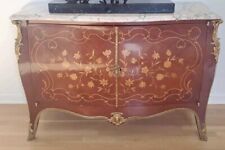 Louis XV Style Gil Bronze Mounted Marquetry Inlaid Two Door Commode Fitted