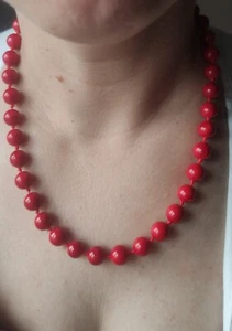 Beautiful real coral beads 45 cm length necklace, 10 mm diameter nk233 - Picture 1 of 10