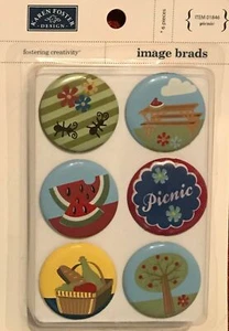 Karen Foster Design Image Brads PICNIC 6pc Large 01847 - Picture 1 of 1