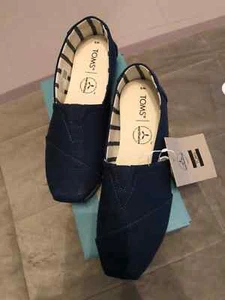 Tom's Women Alpargata Majolica Blue Heritage Canvas Flats Size US 6 - Picture 1 of 4