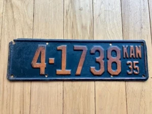 1935 Kansas License Plate- Damage on Top Left Corner - Picture 1 of 4