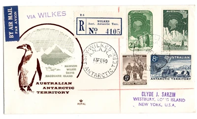 Stamps Australian Antarctic Territory, registered FDC 1960 - Image 1 of 2