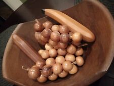 Mid Century Wood Fruit With Bowl