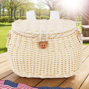 Mochila con cesta delantera para bicicleta con tapa cesta tejida a mano para desplazamientos diarios - Imagen 1 de 27