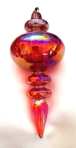 MUNDGEBLASENE ENDSTÜCKE STIL - verwirbelt irisierend Cranberry Farbe Urlaub Ornament - Bild 1 von 2