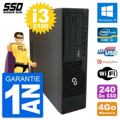 PC Fujitsu Esprimo E910 Dt Intel Core i3-2100 RAM 4Go SSD 240Go Windows 10 Wifi - Imagen 1 de 4