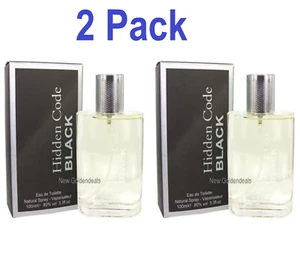 2 x Hidden Code Black Men's Designer Perfume EDT Spray Mens Fragrance 100ml - Picture 1 of 3