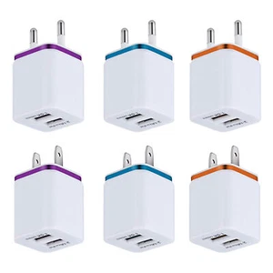 Dual Port USB Power Adapter Cube Fast Wall Charger Block Portable for Travel - Photo 1 sur 18