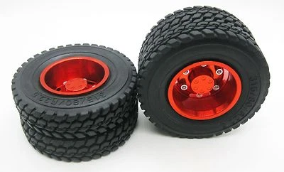 1/14 Rear aluminum wheel rim Tires set 2pcs For RC car Tamiya 1:14 Tractor Truck - Image 1 of 4
