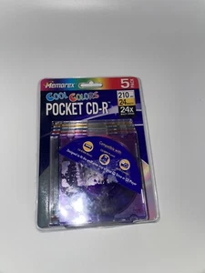 NEW Memorex 5 Pack Cool Colors Pocket Mini CD-R 210 MB 24X SEALED - Picture 1 of 3