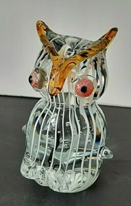 Art Glass Quality Owl Paper Weight Striped 5.5" - Picture 1 of 4