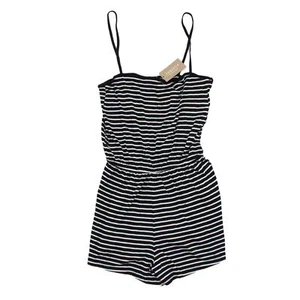 H&M Women's Top XS Black Striped 100% Cotton Sleeveless Basic - Picture 1 of 5
