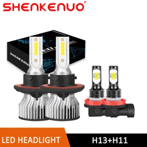H13+H11 Front LED Headlight High/Low Beam + Fog Light 4X Bulbs 6000K 200W - Picture 1 of 12