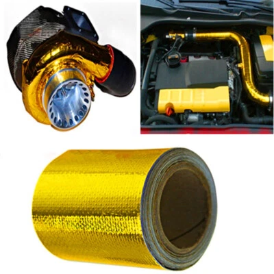 5m Exhaust Heat Tape Wrap Shield Golden Protective Fiberglass For Car Motorcycle - Image 1 of 4