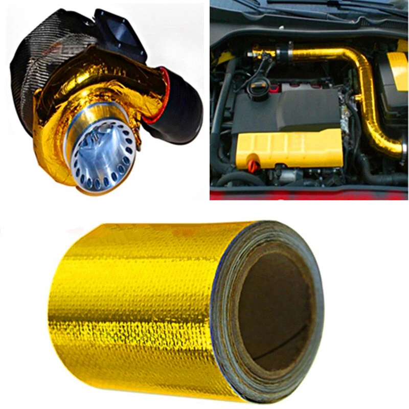 Cinta térmica de escape de 5 m protector dorado fibra de vidrio para automóvil motocicleta Foto 1 de 4