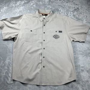 Harley Davidson Performance Shirt Mens XL Vented Short Sleeve Button Up Gray - Picture 1 of 12