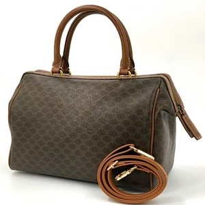 Borsa CELINE marrone macadam blazon pelle 2 vie Boston con cinturino hardware oro - Foto 1 di 24