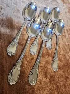 (6)christofle marly silverplate spoons 6 3/4" NOS NO MONOGRAM UNUSED PERFECT  - Picture 1 of 9
