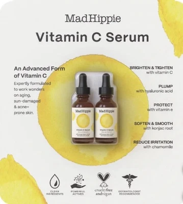 Suero de vitamina C Mad Hippie, antienvejecimiento daño solar regordete iluminar tensar 2x 1 oz Foto 1 de 4