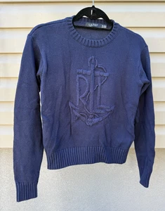 Ralph Lauren Womens Anchorlogo Blue Sweater Size xs - Picture 1 of 5