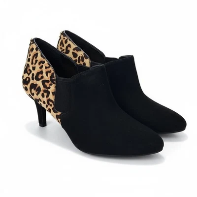 Cole Haan Maxfield Booties Sz 10B Black Leopard Suede Fur Ankle Shooties W01045 - Image 1 of 4