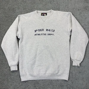 Vintage Phi Mu Sweatshirt Sz Large Gray College Athletic Dep Sorority Fraternity - Picture 1 of 6