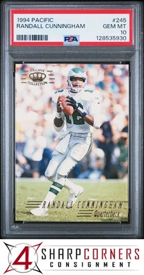1994 PACIFIC #245 RANDALL CUNNINGHAM EAGLES POP 3 PSA 10 - Image 1 of 2