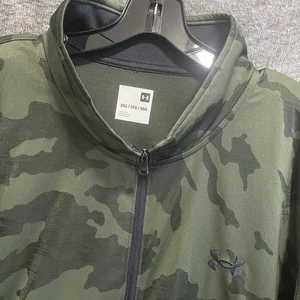 Under Armour Sportstyle Pique Track Jacket Mens 3XL Green Black Camo Full Zip - Picture 1 of 10