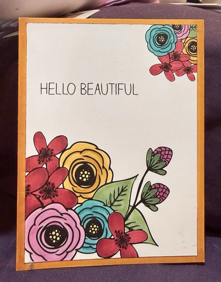 Juego de tarjetas de niña flores estampación de otoño Foto 1 de 1