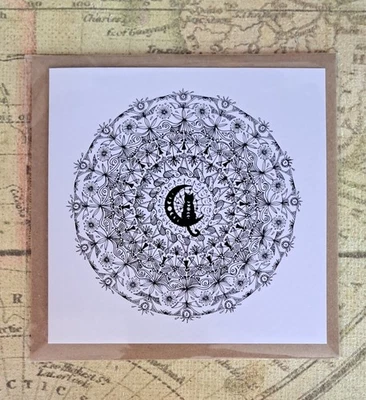 Moon Cat Greetings Card with Kraft Envelope for All Occasions - Image 1 of 2