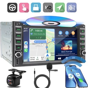 Double 2 Din 6.2" Car Stereo DVD CD Player HD InDash BT Radio CarPlay GPS Camera - Picture 1 of 13